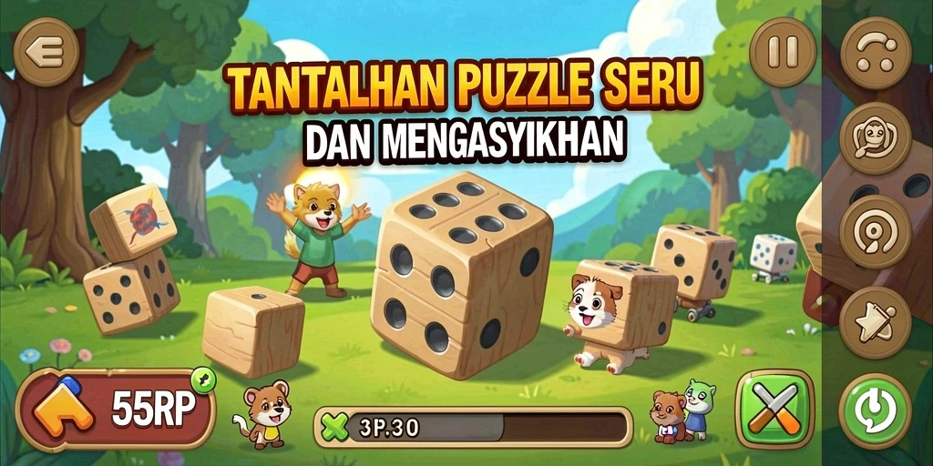 Screenshot gameplay 55RP menampilkan suasana puzzle yang menantang.