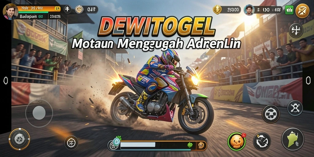 Tampilan menarik dari gameplay DEWITOGEL menunjukkan aksi balapan motor yang mendebarkan.