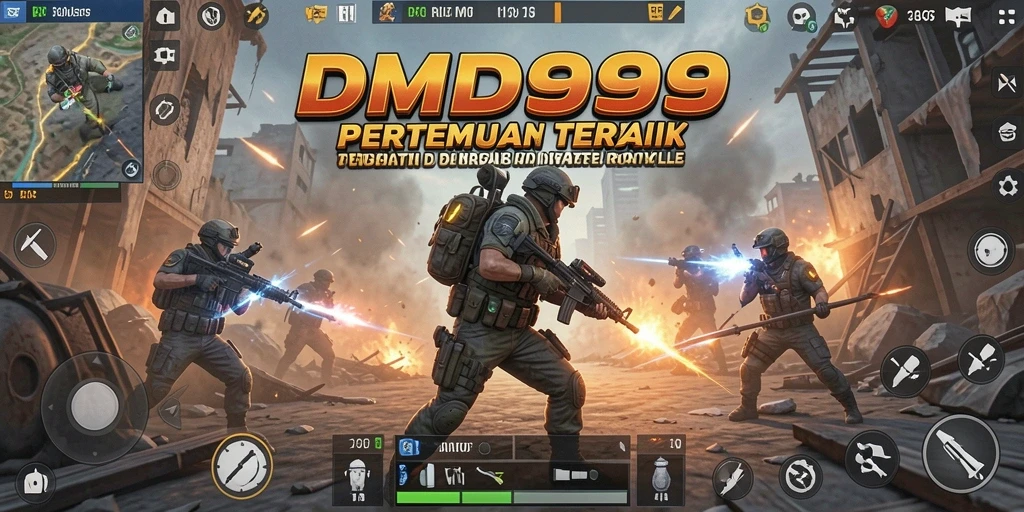 Screenshot permainan DMD999 yang menampilkan aksi Battle Royale yang seru.