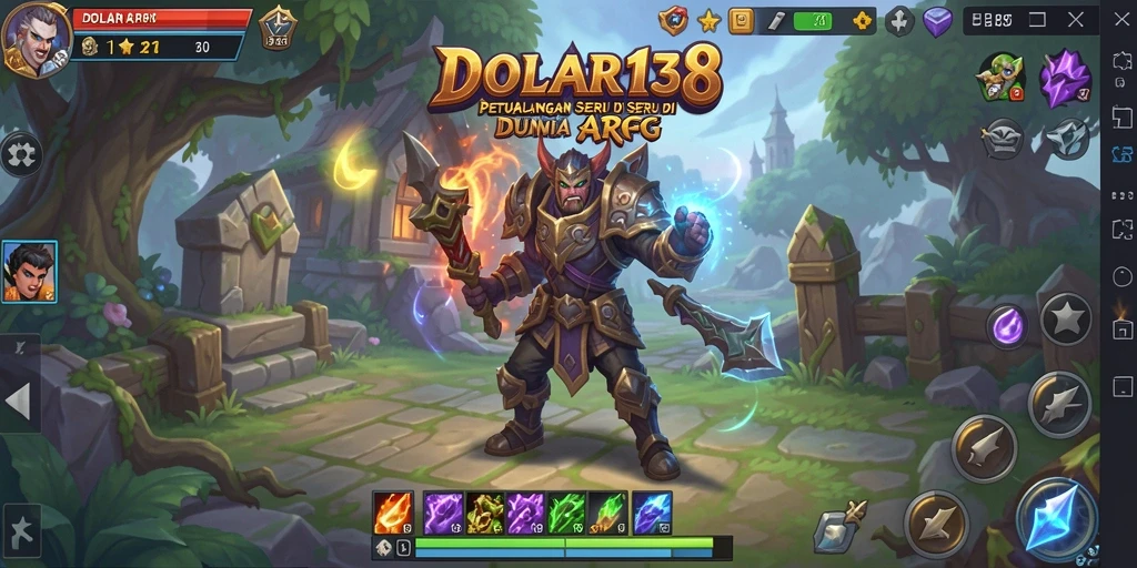 Screenshot gameplay DOLAR138 yang memperlihatkan pertempuran epik dan karakter unik.