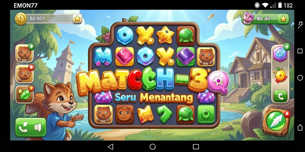 Tangkapan layar gameplay seru dari EMON77 Match-3.