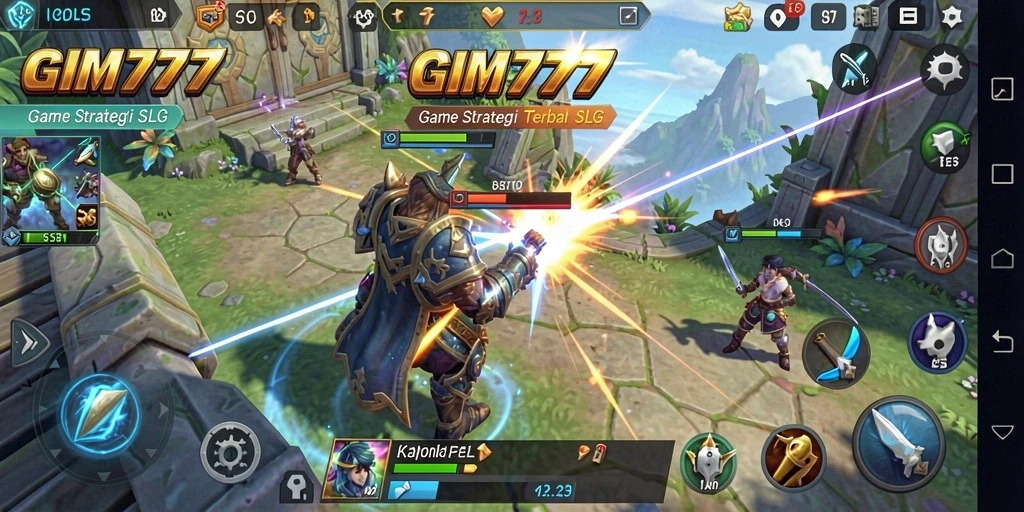 Screenshot GIM777 menampilkan momen pertempuran epik dalam strategi SLG.
