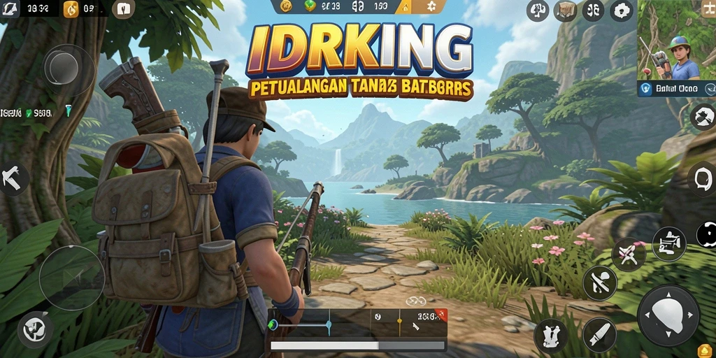 Screenshot gameplay IDRKING yang menampilkan petualangan di dunia terbuka.