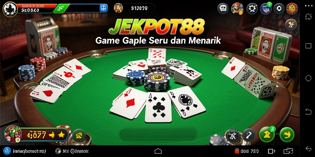 Tangkapan layar menunjukkan gameplay Gaple yang seru di JEKPOT88.