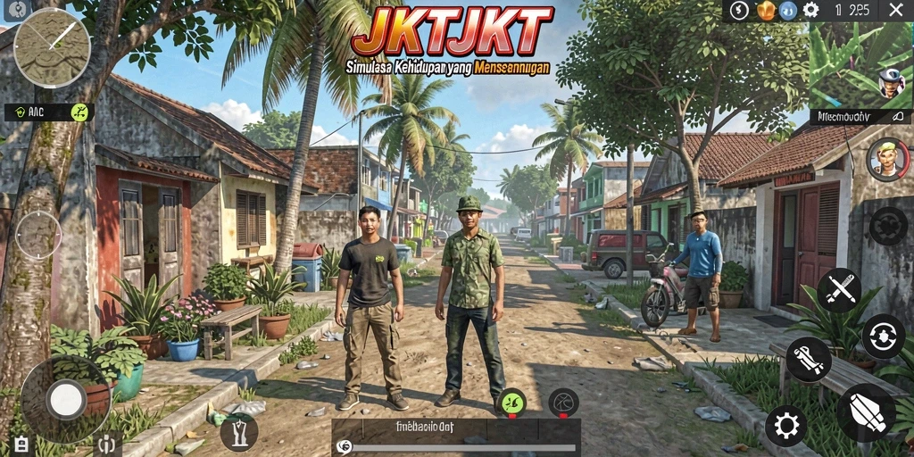 Gameplay seru dalam JKTJKT yang menunjukkan interaksi karakter.
