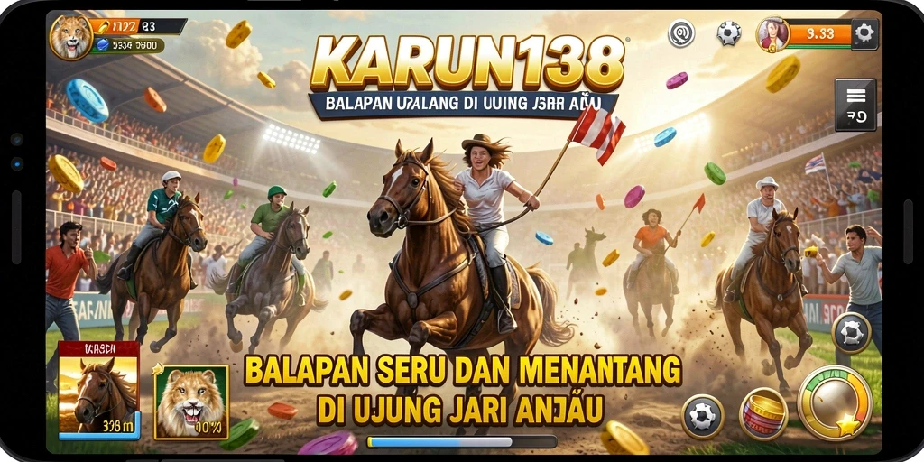 Tampilan gameplay seru dengan mobil balap di lintasan penuh tantangan.