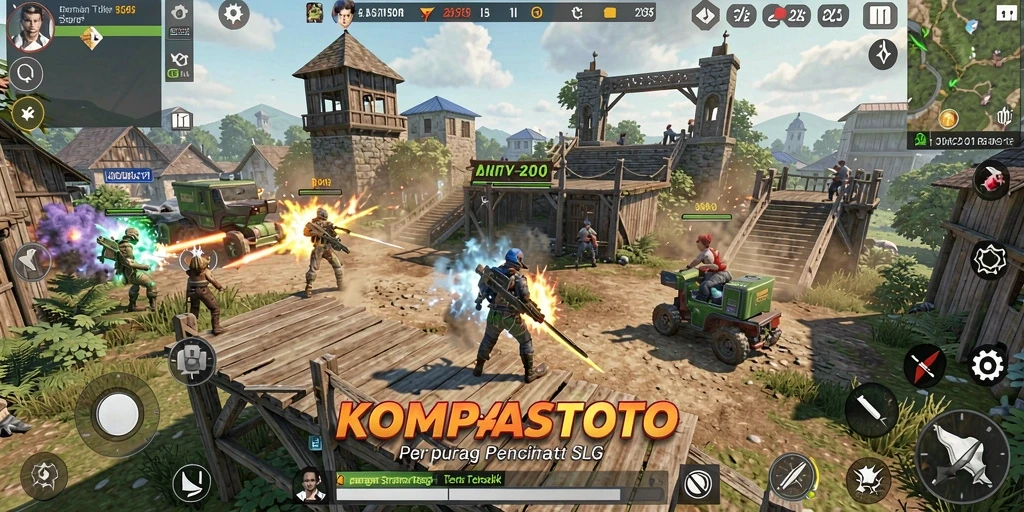 Screeenshot gameplay KOMPASTOTO menampilkan pertempuran strategis yang mendebarkan.