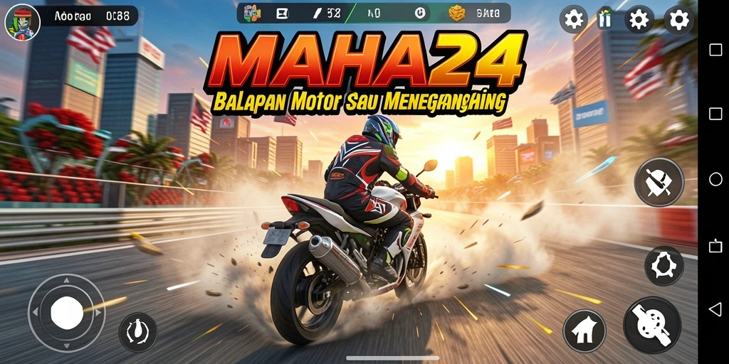 Tampilan aksi balapan motor yang seru dan menarik.