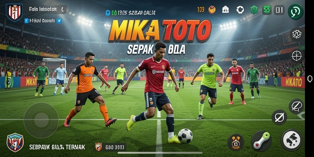 Tangkapan layar MIKATOTO menampilkan aksi seru pertandingan sepak bola.
