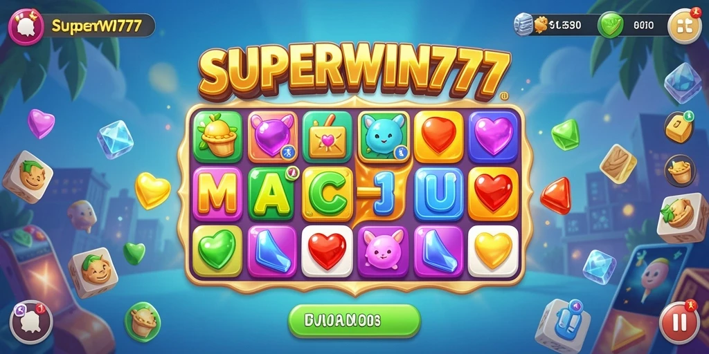 Tangkapan layar menunjukkan gameplay menarik dari SUPERWIN777 di kategori Match-3.