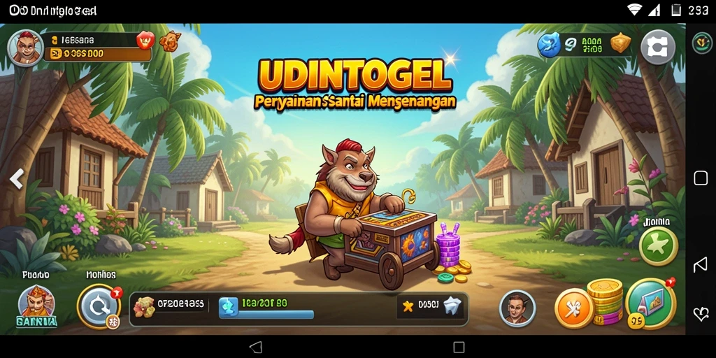 Screenshot permainan UDINTOGEL menampilkan gameplay santai yang khas.